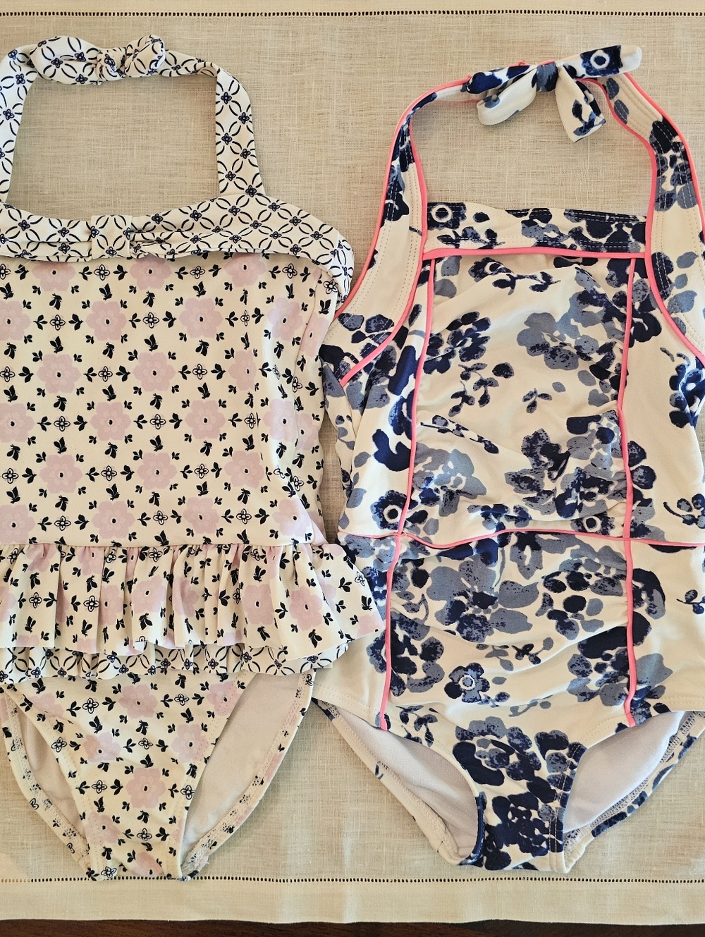 Janie and Jack Girls' Floral One-Piece Swimsuit Halter Size 3T EUC Lot of 2